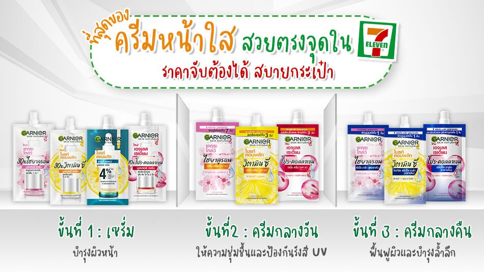 ครีมหน้าใสในเซเว่น ราคาจับต้องได้